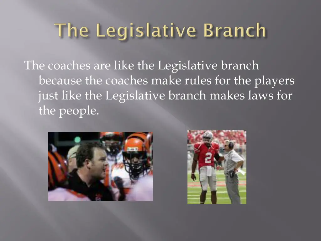 the coaches are like the legislative branch