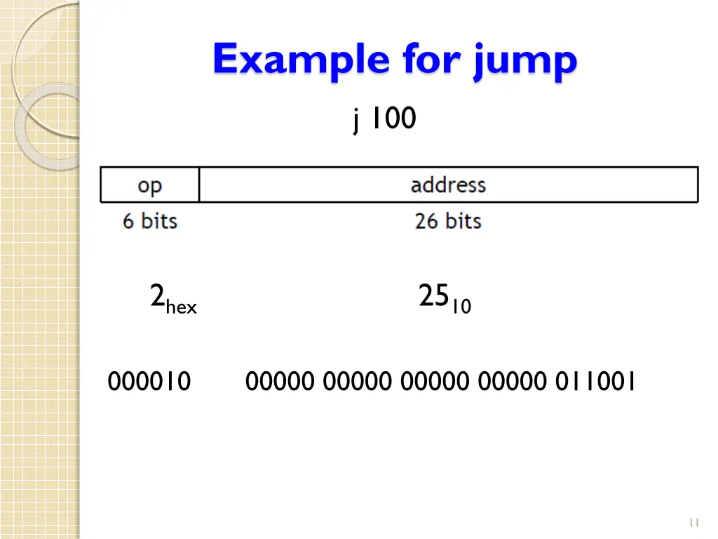 example for jump j 100 1