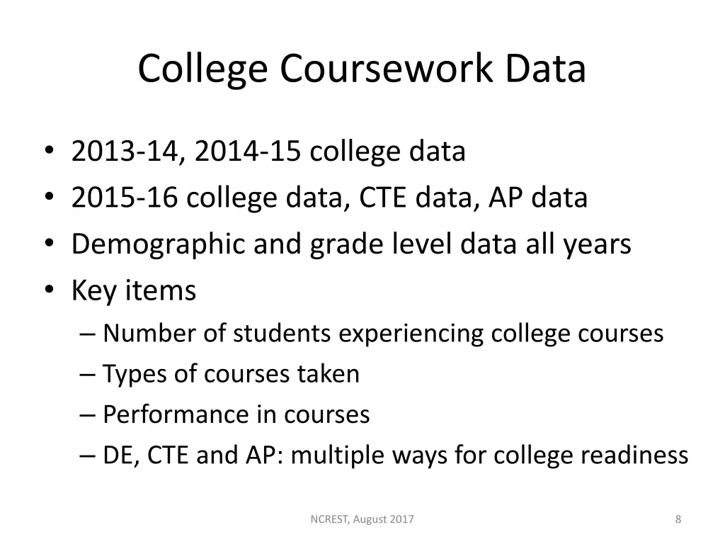 college coursework data