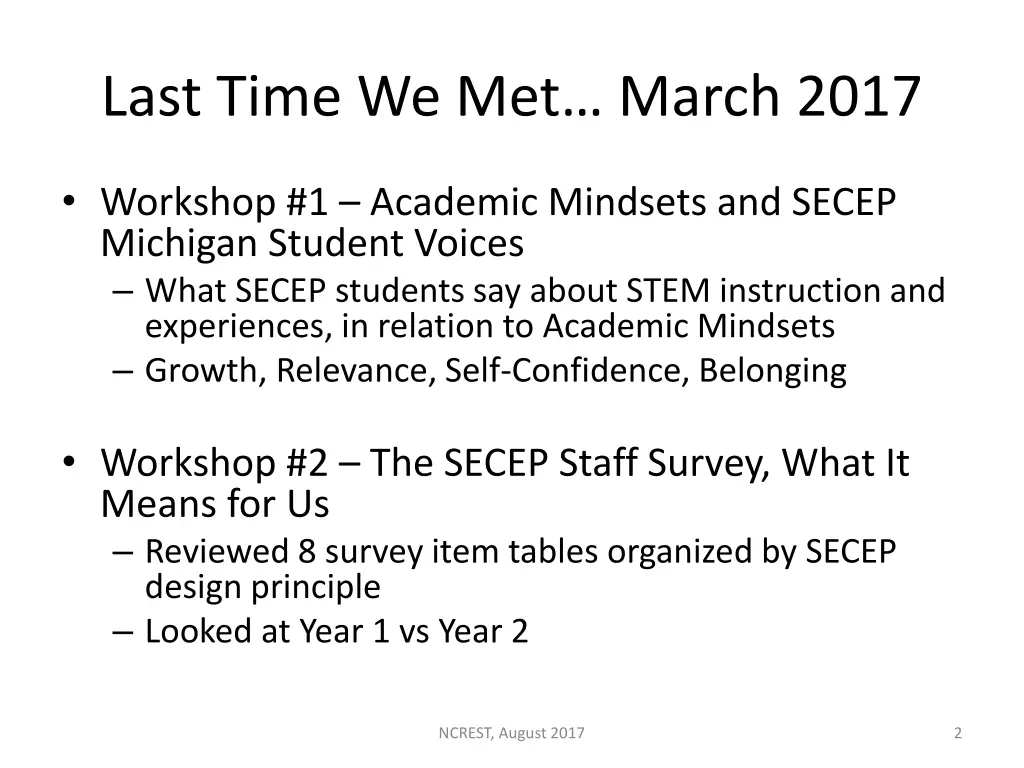 last time we met march 2017