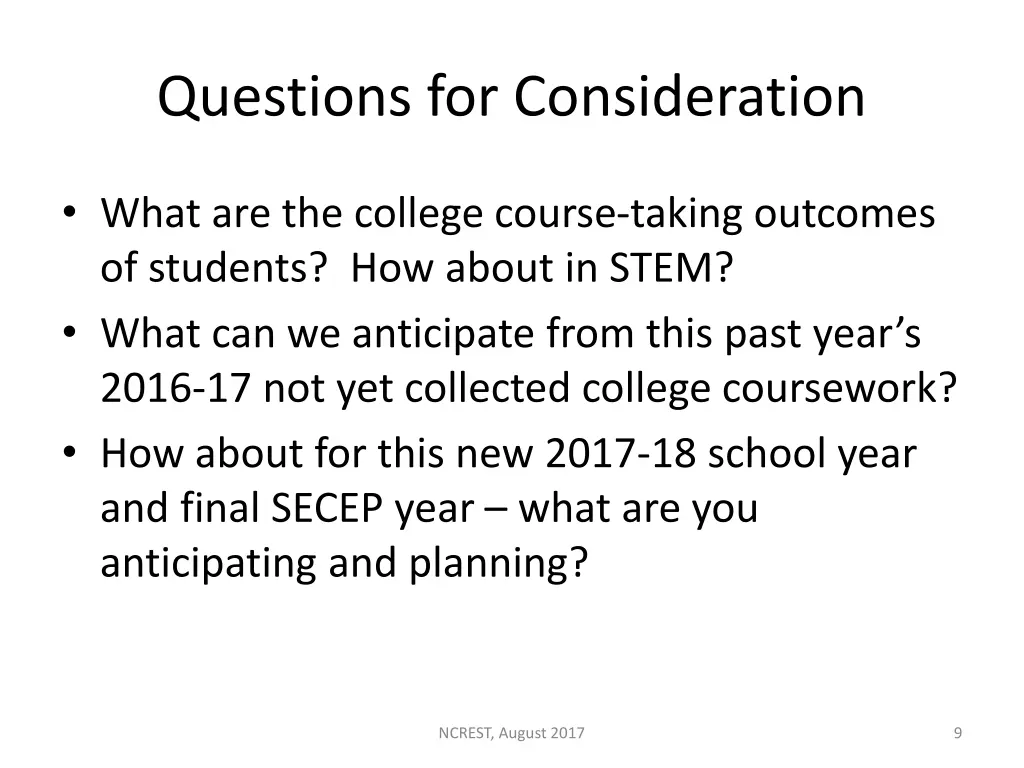 questions for consideration 1