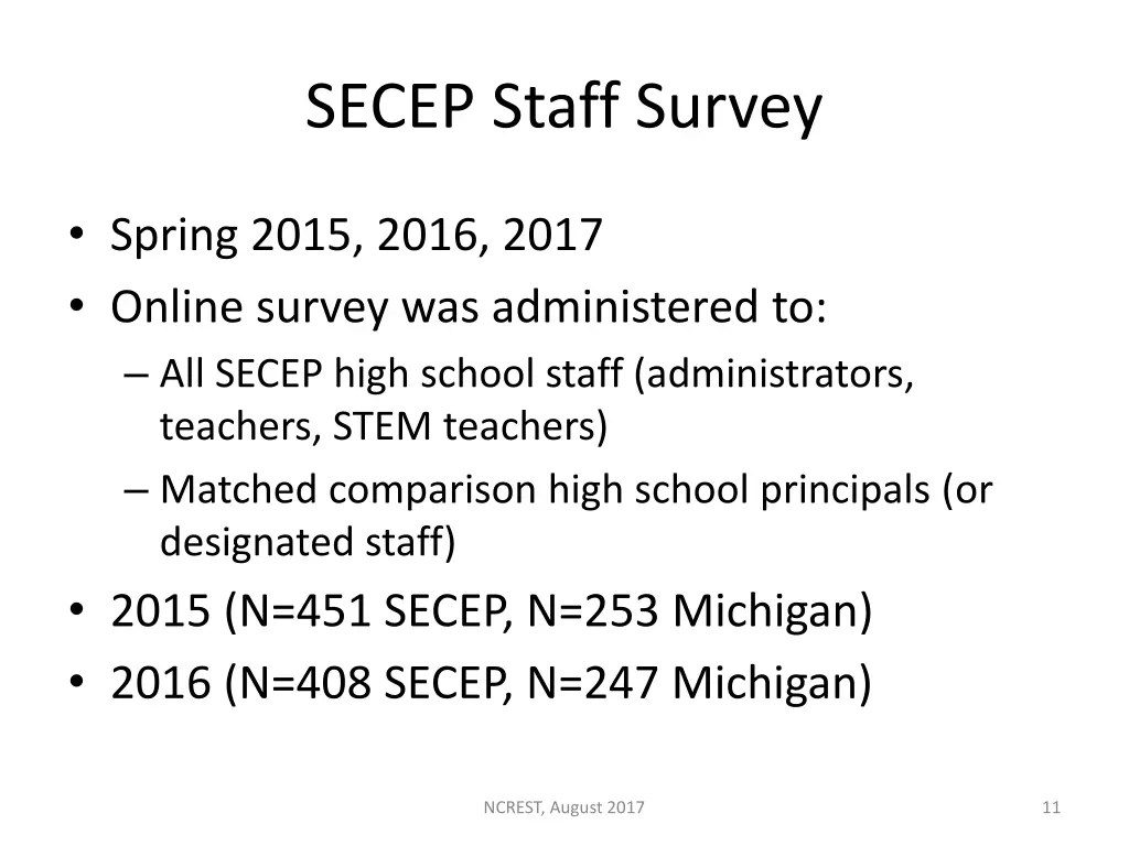 secep staff survey