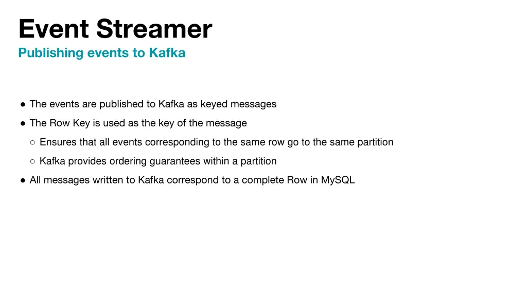 event streamer publishing events to kafka