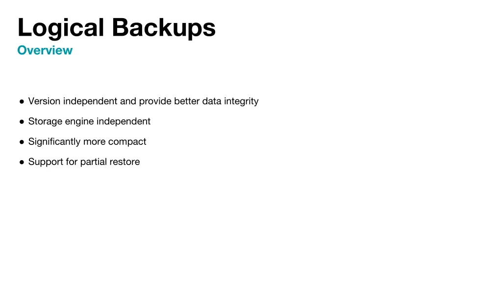 logical backups overview