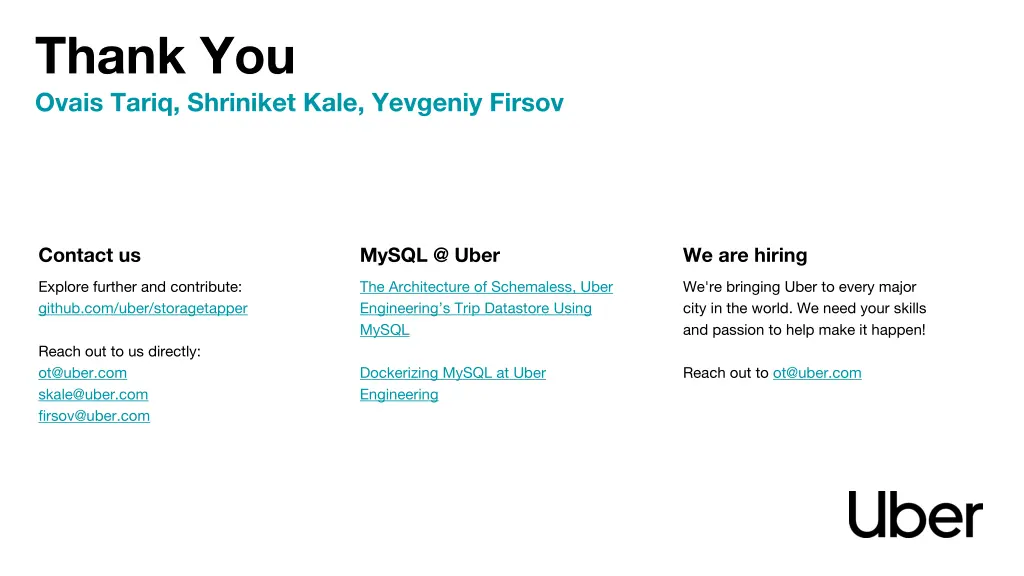 thank you ovais tariq shriniket kale yevgeniy