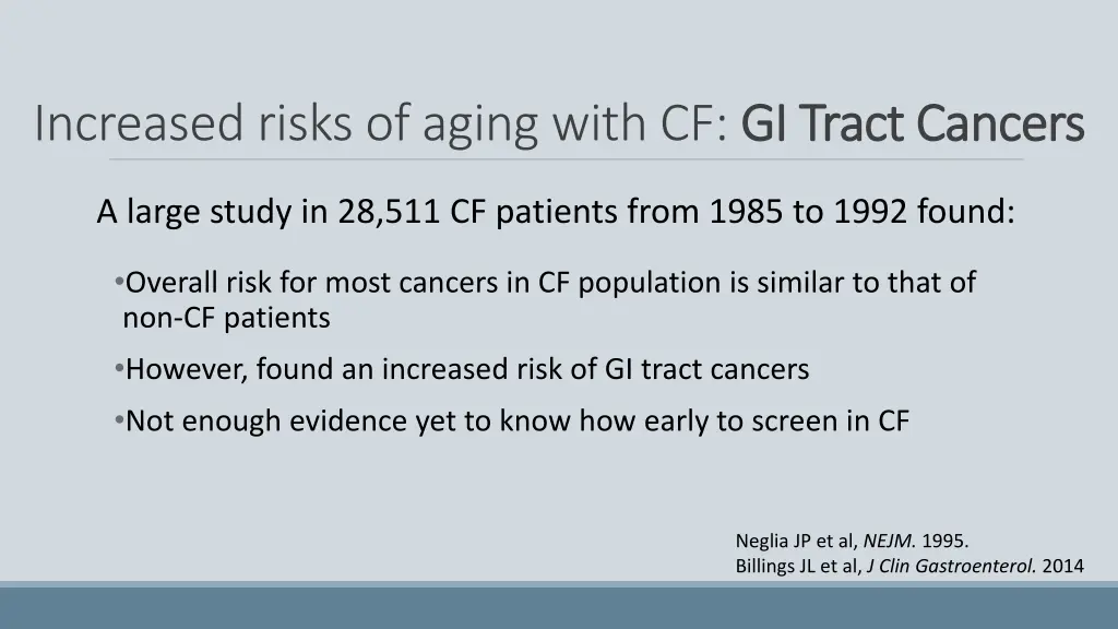 increased risks of aging with cf gi tract cancers
