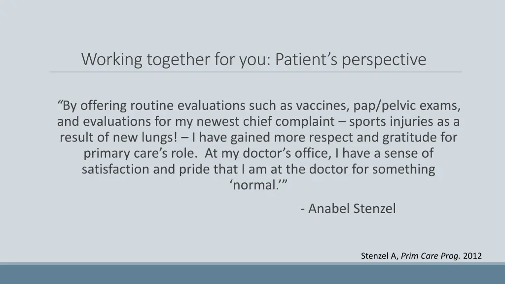 working together for you patient s perspective