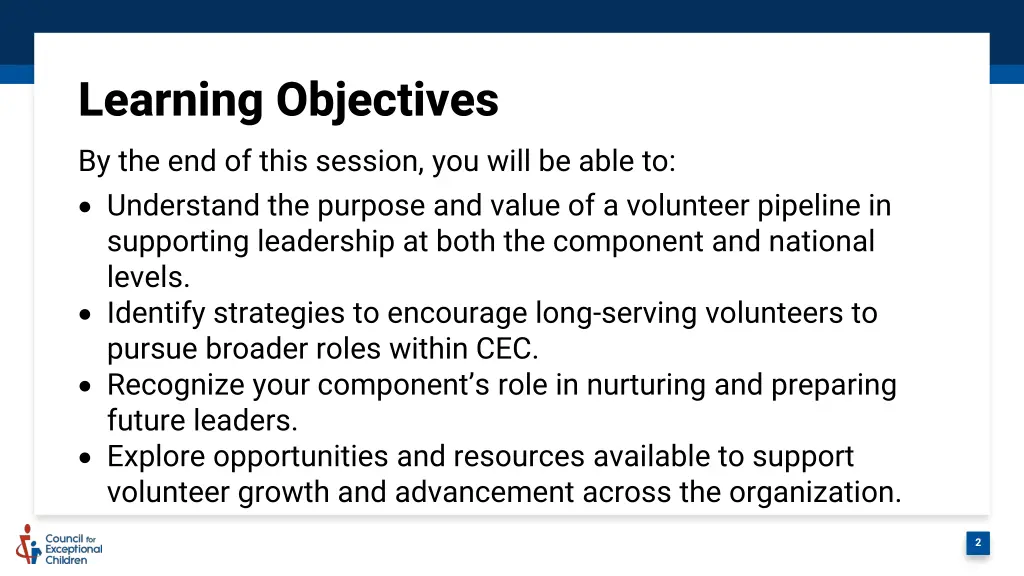 learning objectives by the end of this session