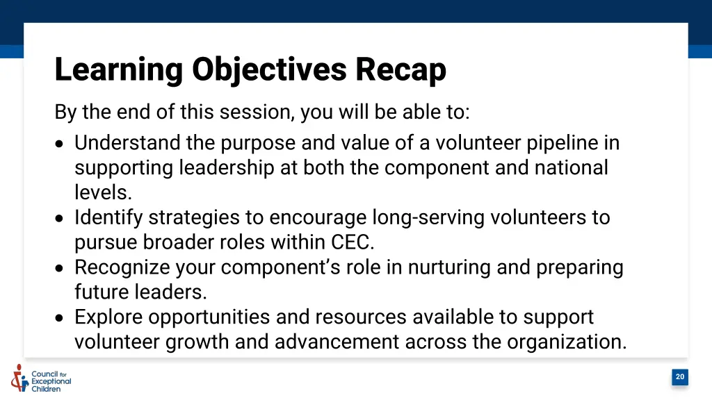 learning objectives recap by the end of this