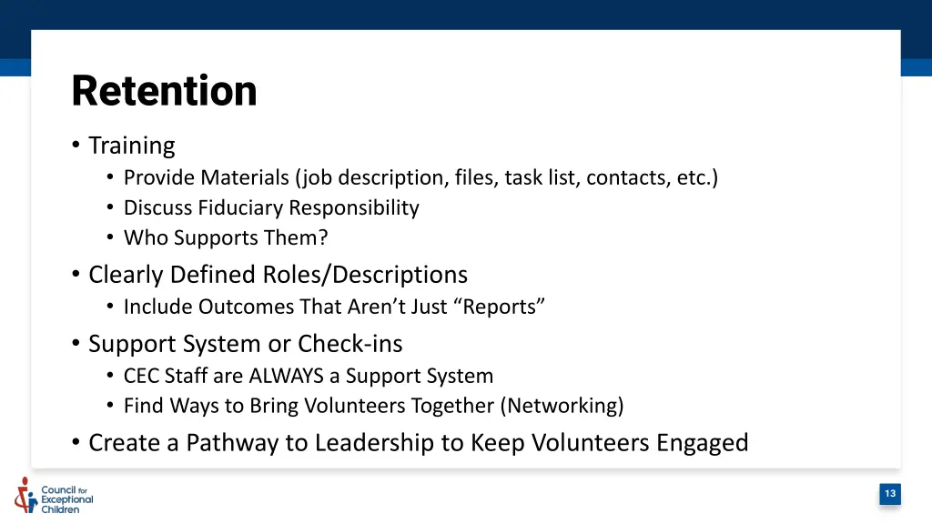 retention training provide materials