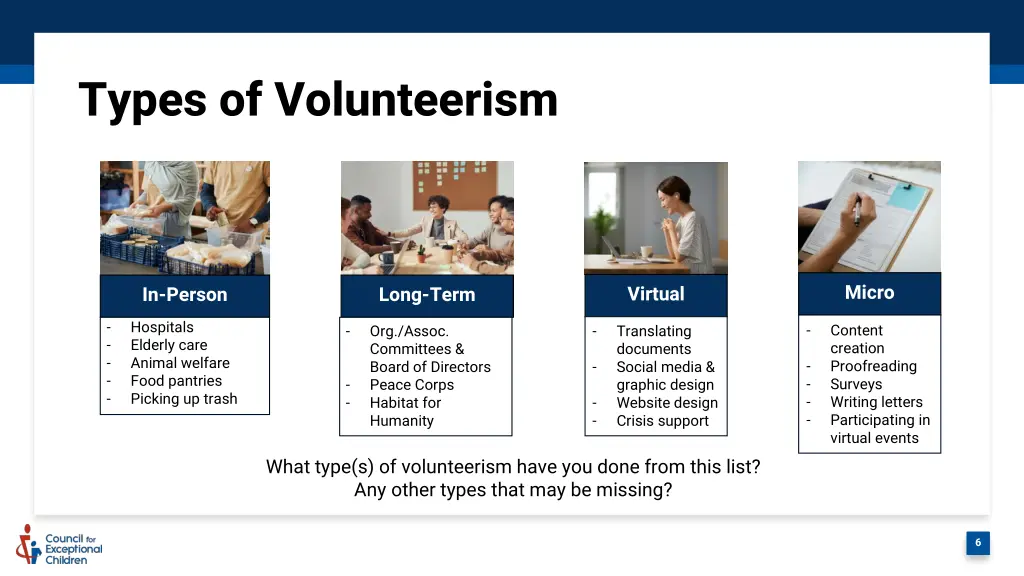 types of volunteerism