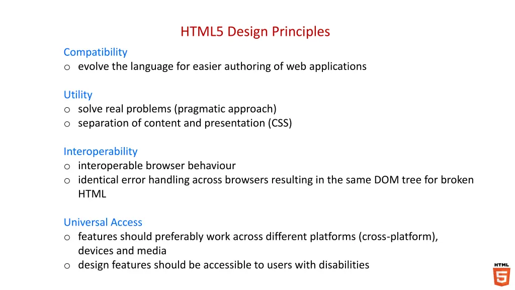 html5 design principles