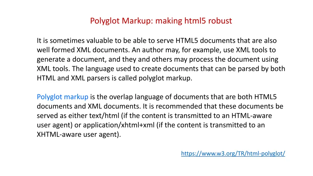 polyglot markup making html5 robust