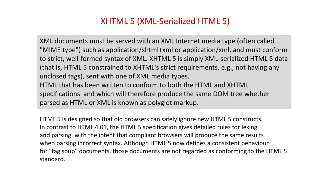 xhtml 5 xml serialized html 5