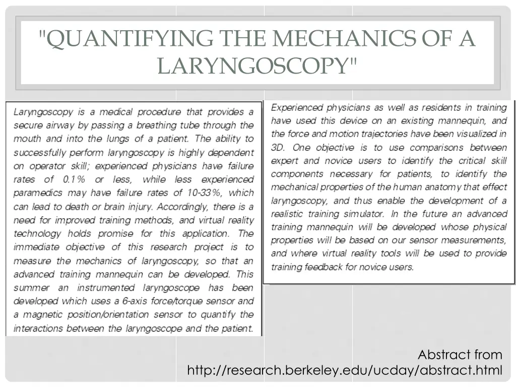 quantifying the mechanics of a laryngoscopy