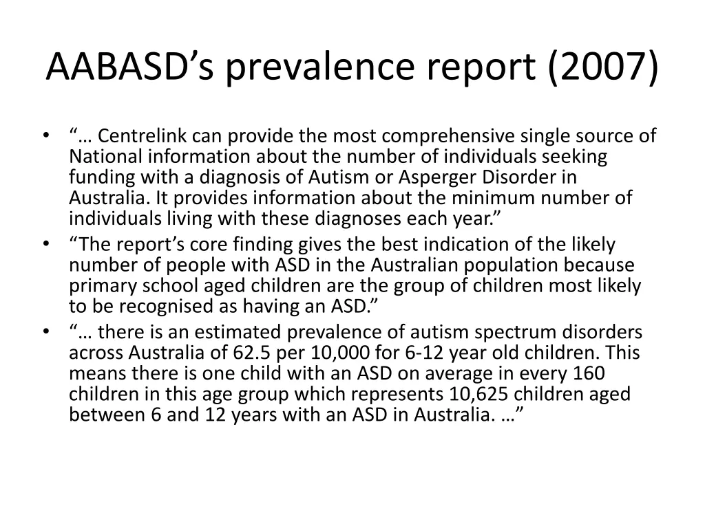 aabasd s prevalence report 2007