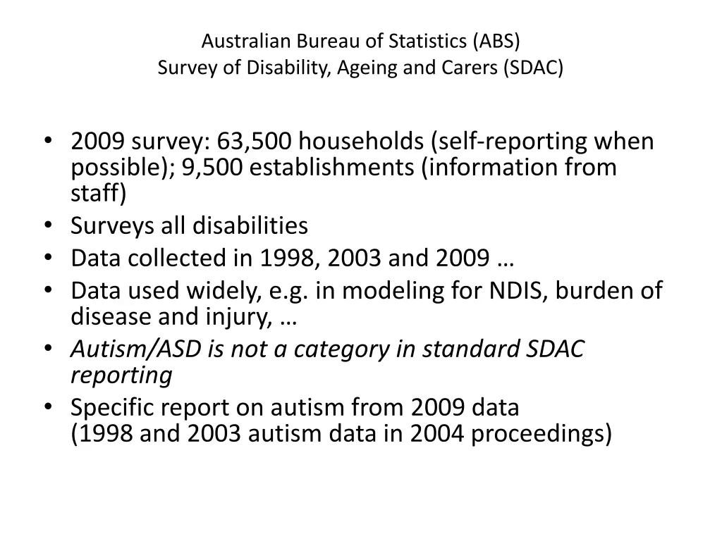 australian bureau of statistics abs survey