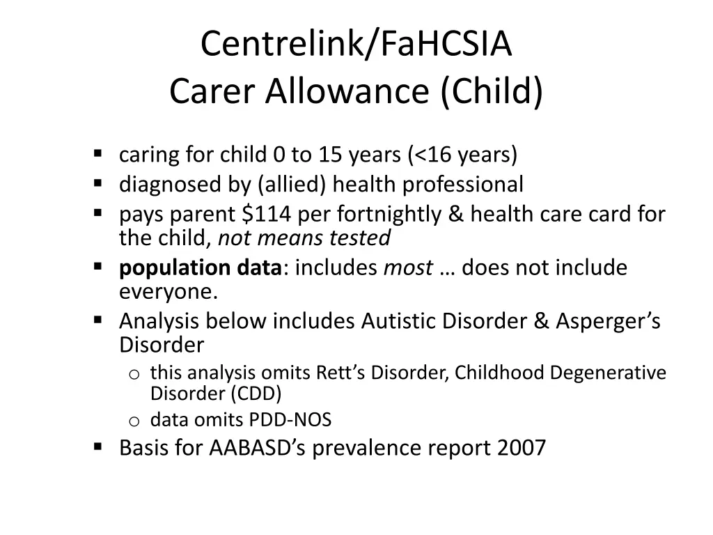 centrelink fahcsia carer allowance child
