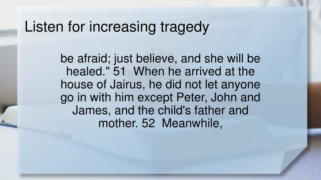 listen for increasing tragedy 1