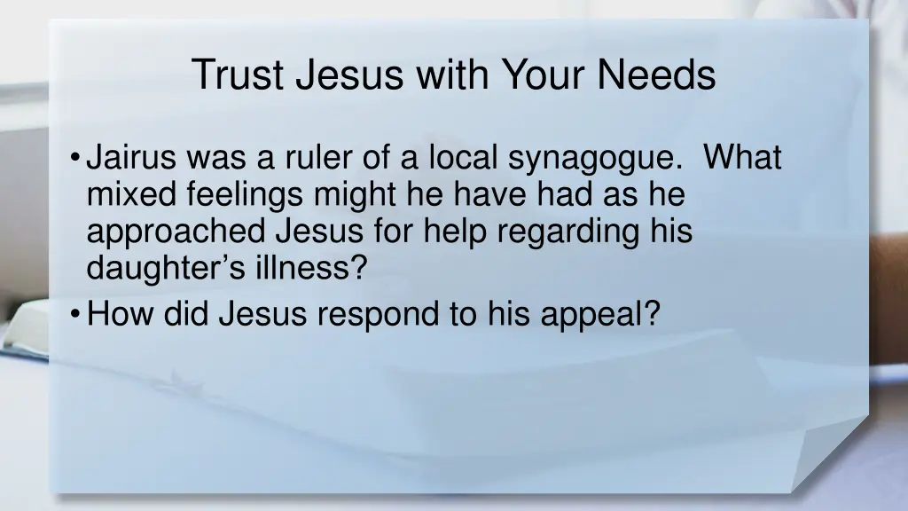 trust jesus with your needs