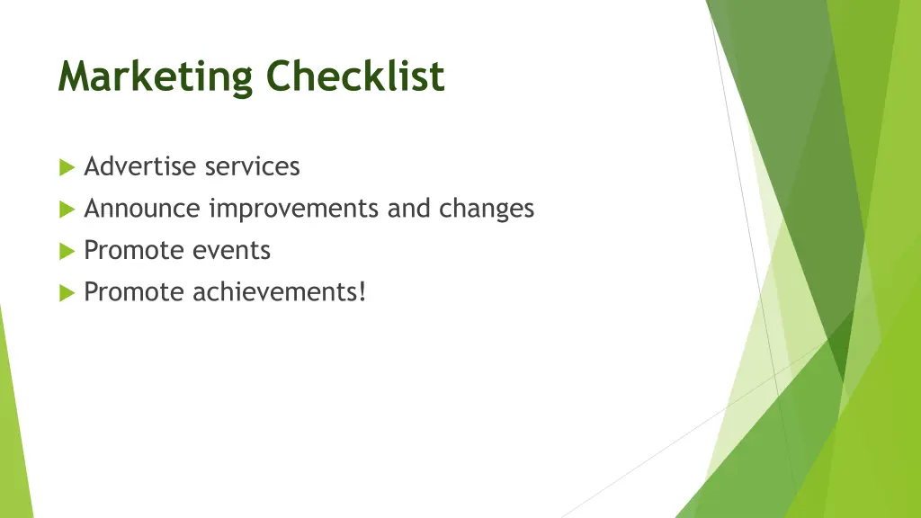marketing checklist
