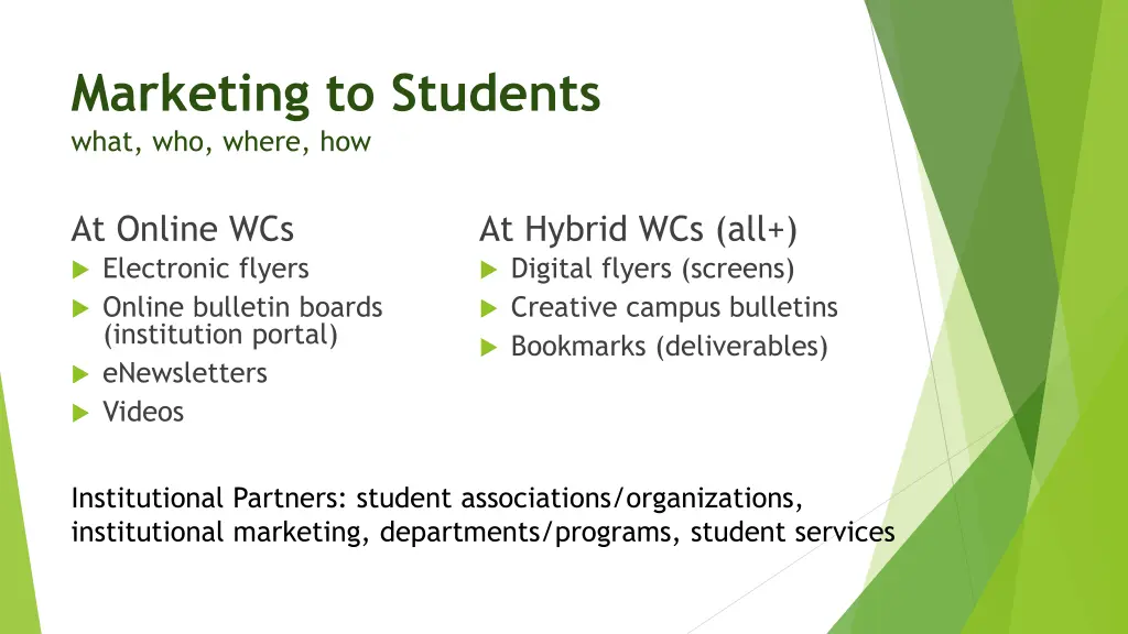 marketing to students what who where how