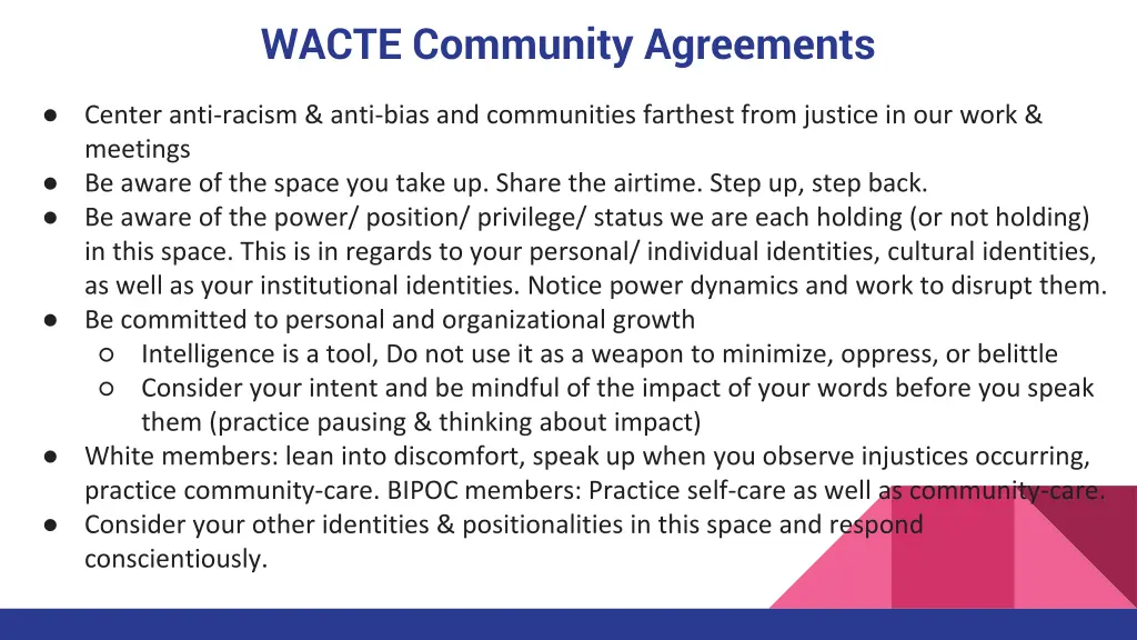 wacte community agreements