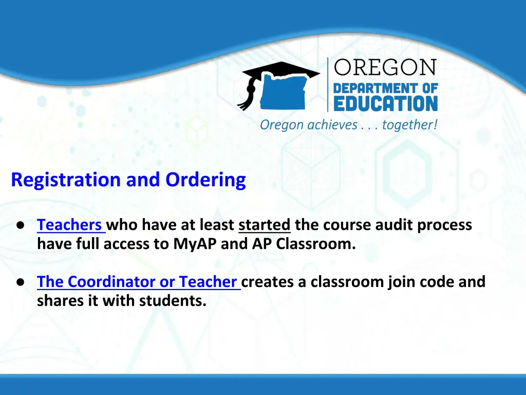 registration and ordering
