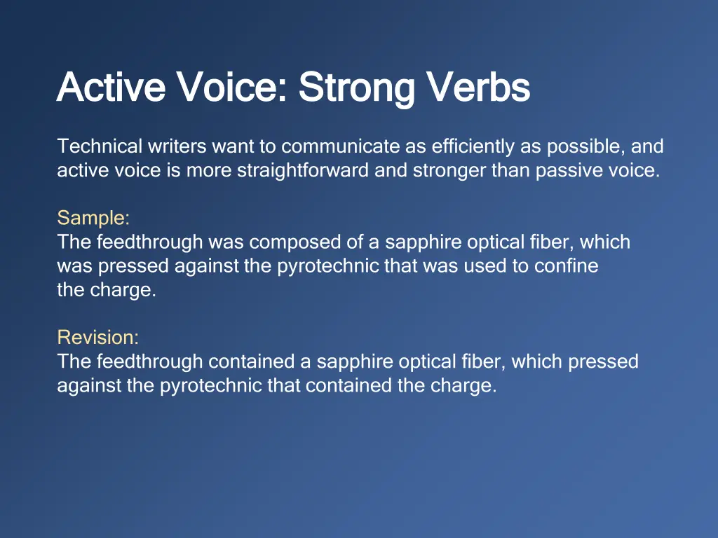 active active voice strong verbs voice strong