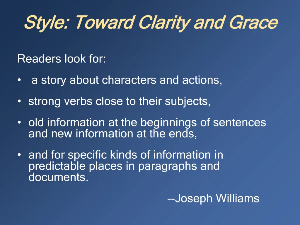 style toward clarity and grace style toward