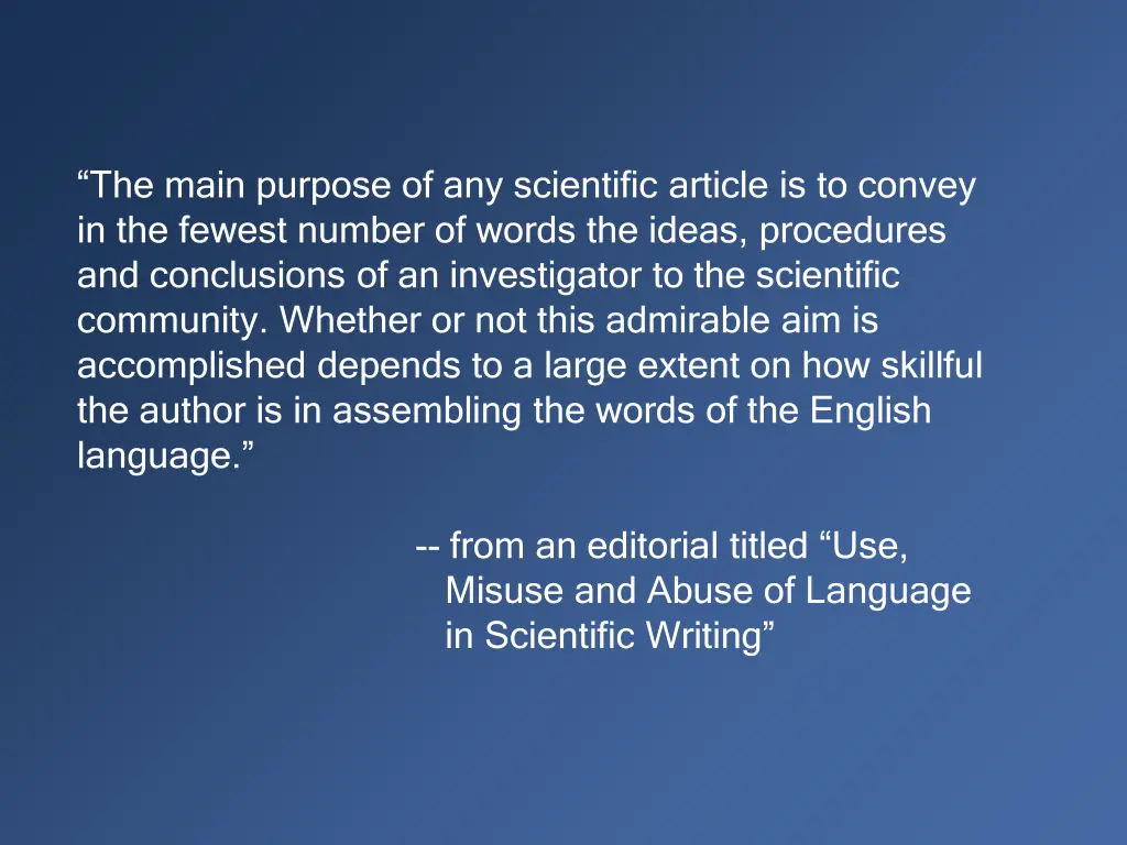 the main purpose of any scientific article