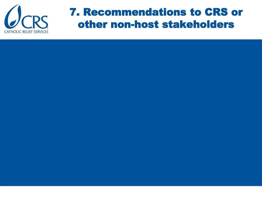 7 recommendations to crs or 7 recommendations