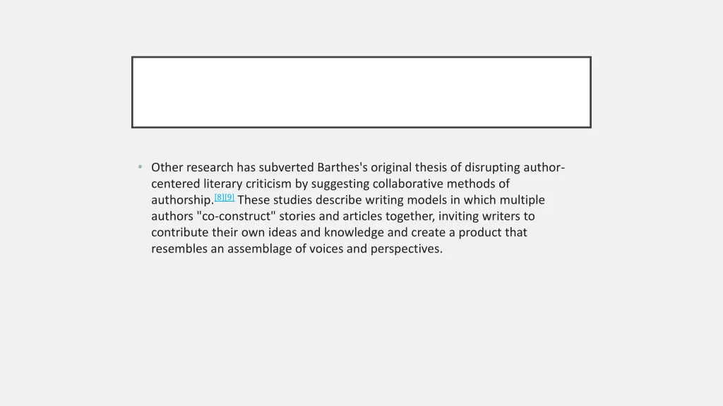 other research has subverted barthes s original