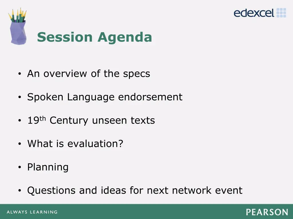 click to edit master title style session agenda