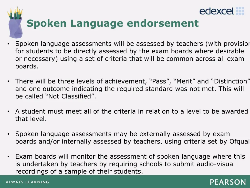 spoken language endorsement
