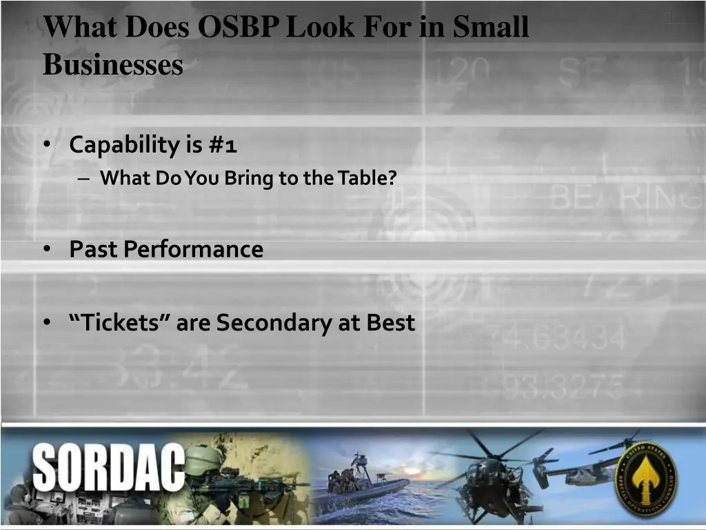 what does osbp look for in small businesses