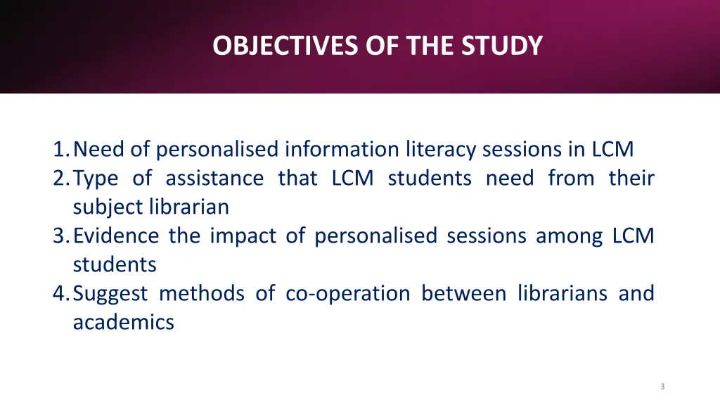 objectives of the study