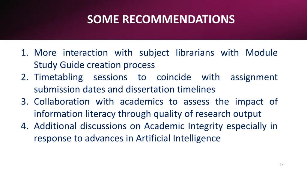 some recommendations