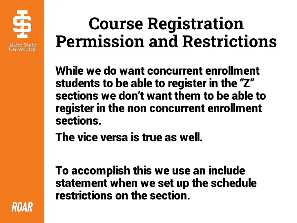 course registration permission and restrictions