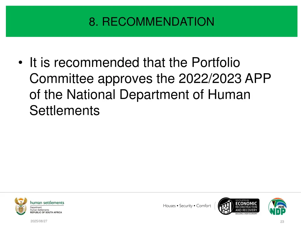 8 recommendation
