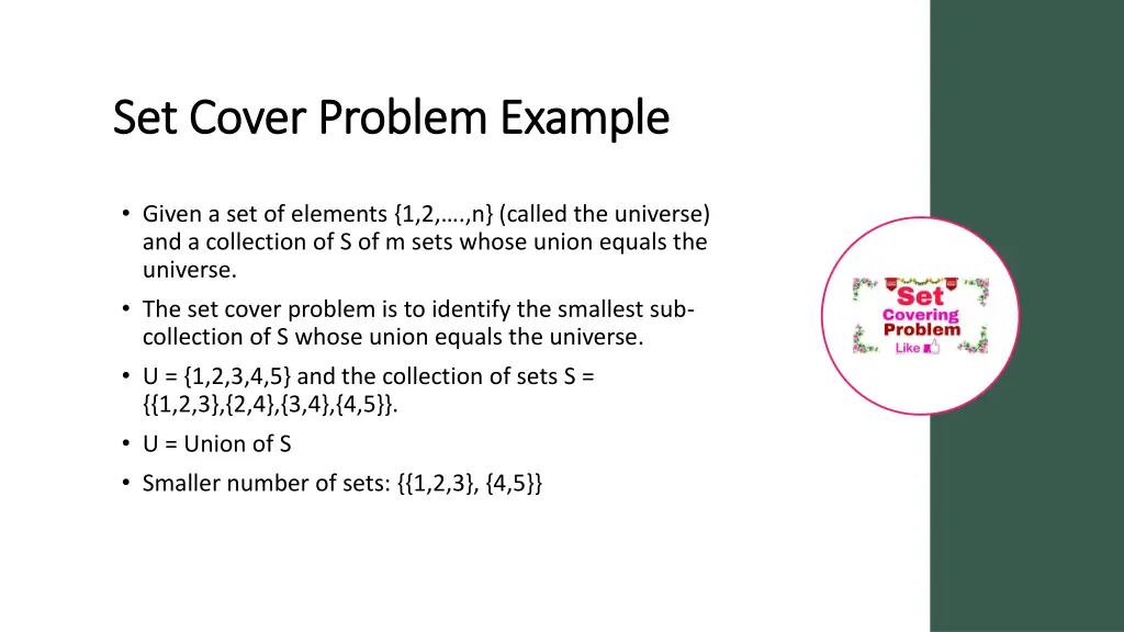 set cover problem example set cover problem