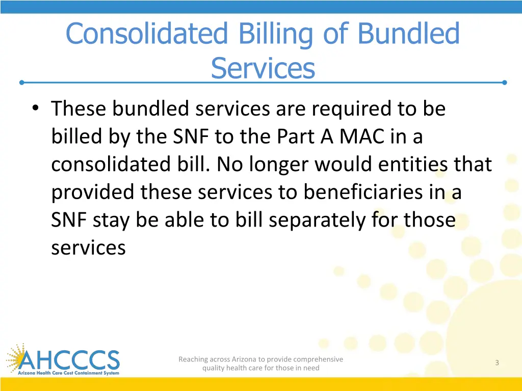 consolidated billing of bundled services these