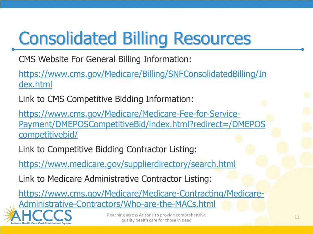 consolidated billing resources