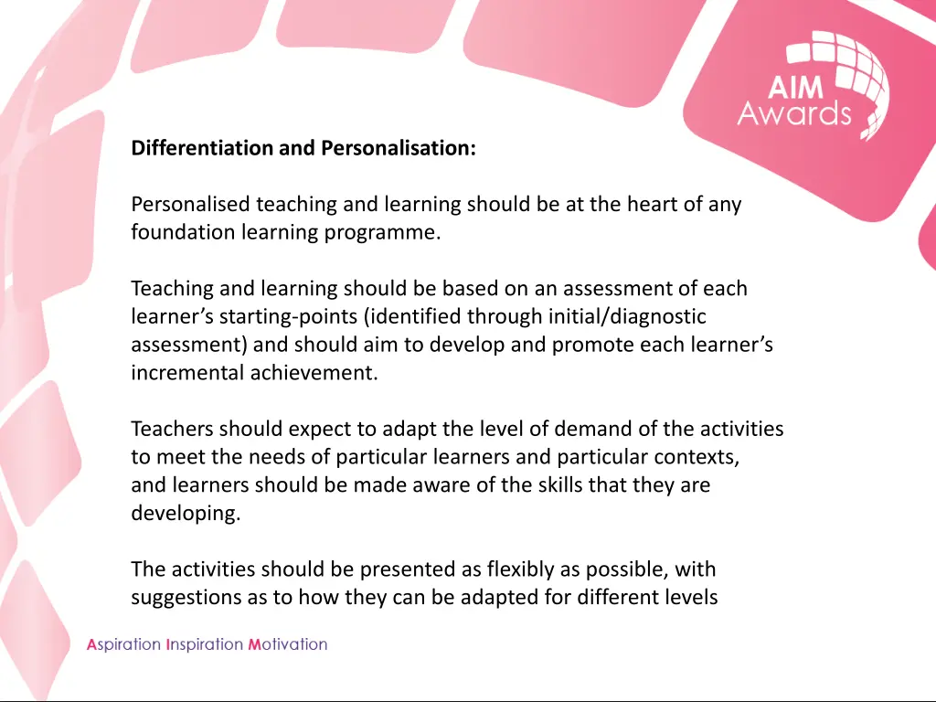 differentiation and personalisation