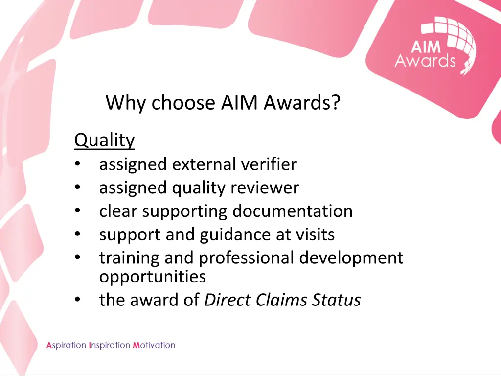why choose aim awards 1