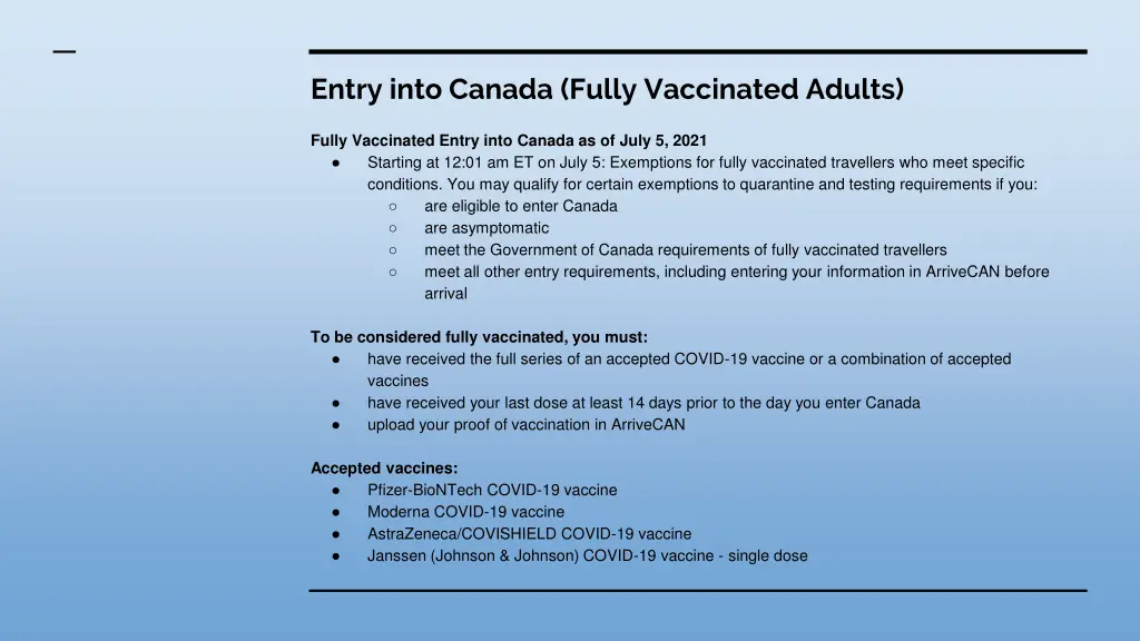 entry into canada fully vaccinated adults