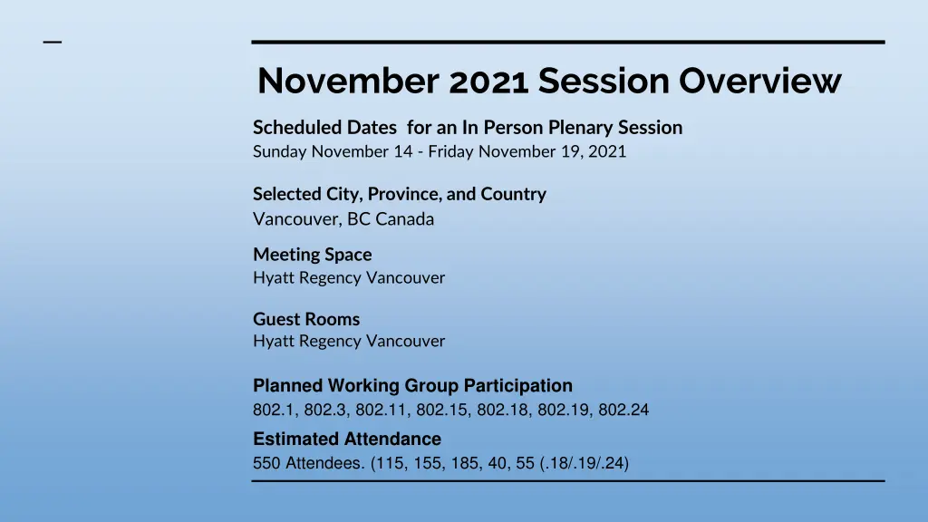 november 2021 session overview