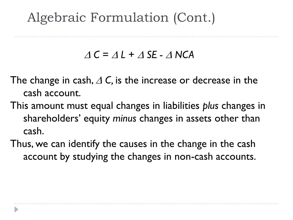 algebraic formulation cont
