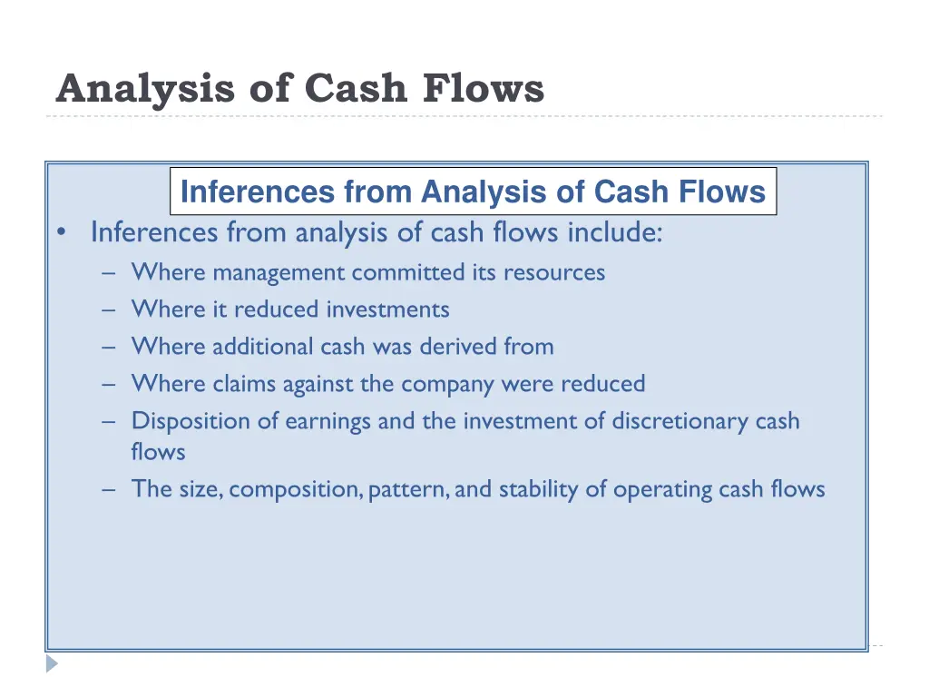 analysis of cash flows 1