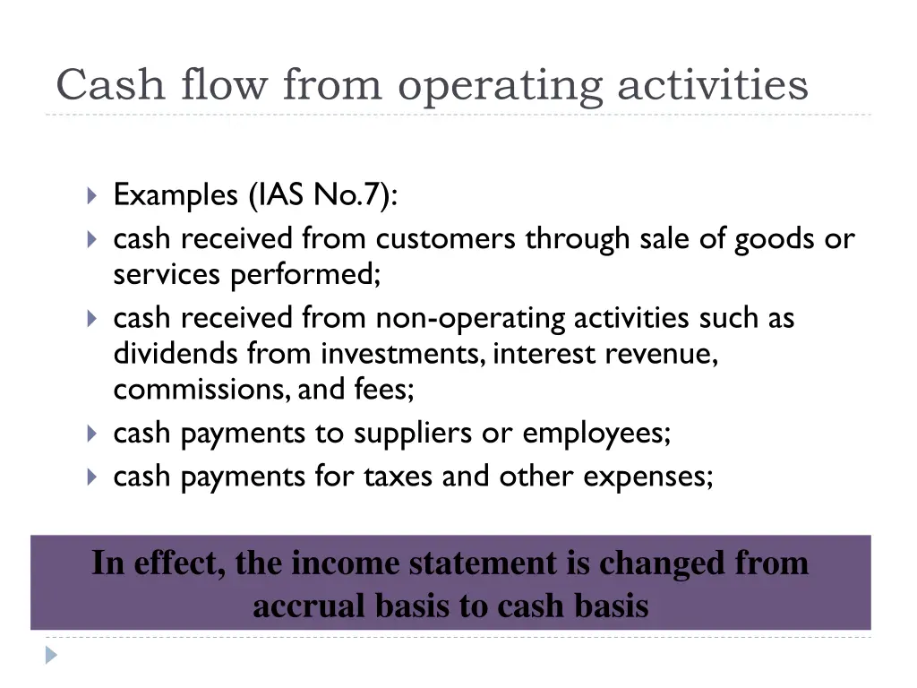 cash flow from operating activities